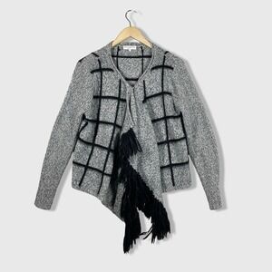 Opening Ceremony Knit Cardigan Asymmetrical Fringe Womens S Boho‎ Chic Eclectic